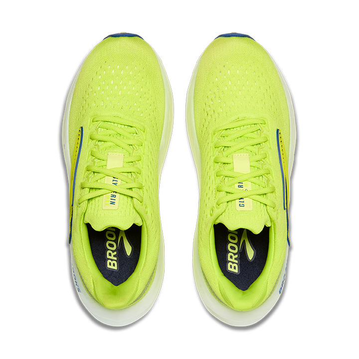 Brooks Neon Yellow and Navy Glycerin Max Running Shoes BROOKS M. GLYCERIN MAX LIME/NAVY PEONY/WHITE main image 3